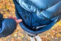 Large outer pocket of Hikerkind Packable Down Puffer 0.1.