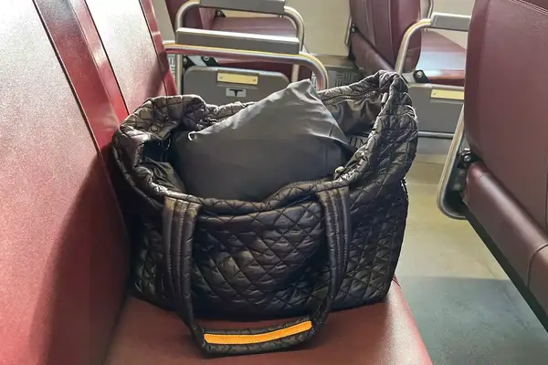 Orvis Pack-And-Go Jacket packed in a bag.