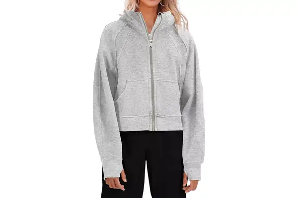 Amazon Fisoew Womens Zip Up Sweatshirts Fleece Lined Collar Crop Hoodie