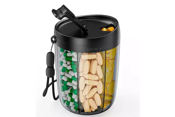 PULIV Large Supplement Organizer Bottle, Holds Plenty of 6 