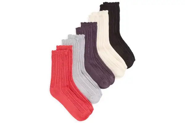 Assorted 5-Pack Pointelle Crew Socks