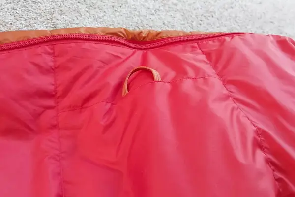 A hook on the side of the Marmot Lost Coast 40° Sleeping Bag