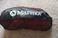 The Marmot Lost Coast 40° Sleeping Bag inside a storage bag