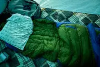 The Marmot Sawtooth 15 Sleeping Bag inside a tent