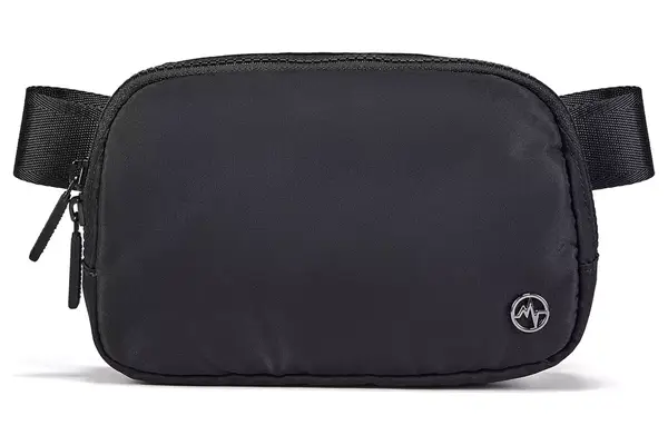 Pander Two Way Zipper Fanny Pack Nylon Everywhere Belt Bag for Women, Water Repellent Waist Packs, Crossbody Bags with Adjustable Strap (Black).