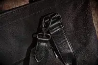 A close up of the removable strap on The Convertible Weekender