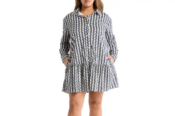 Nordstrom Rack Melrose and Market Long Sleeve Ruffle Hem Shirtdress