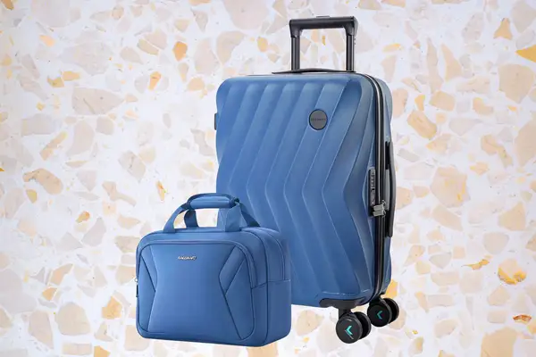 BAGSMART 2-Piece Carry On Luggage Set on a colorful stone background