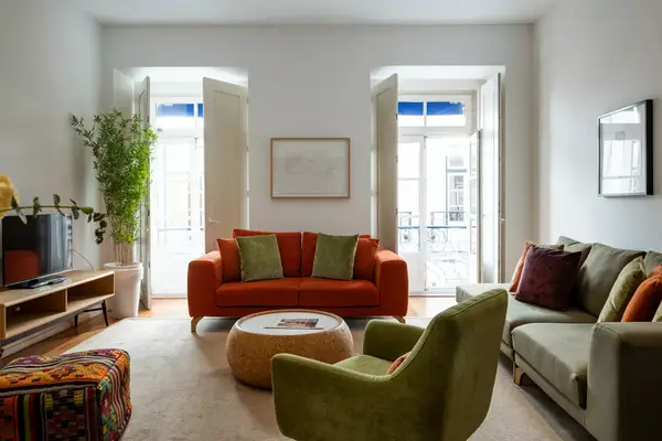 The living room of a Martinhal Chiado Lisbon guest apartment, in Lisbon