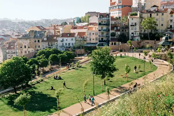 Overview of a park in Lisbon, Portugal