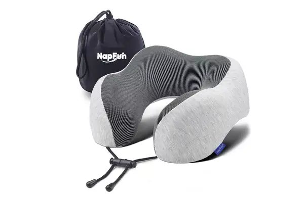 Amazon napfun Neck Pillow for Traveling, Upgraded Travel Neck Pillow 