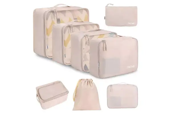 BAGAIL 8 Set Packing Cubes Luggage Organizer Bags for Travel Accessories-Cream