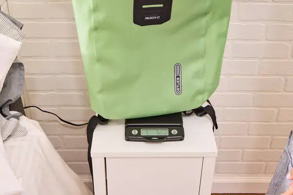 The Ortlieb Velocity PS Pack 17L is weighed