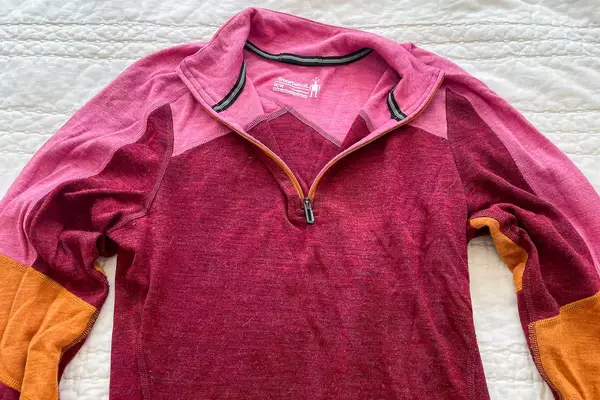 Smartwool Classic Thermal Merino Base Layer 1/4 Zip with open collar.