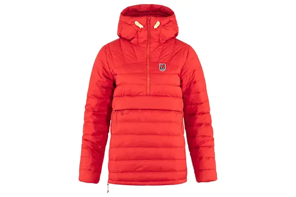 A close-up of the sleeves worn outdoors of the Lole Claudia Down Jacket