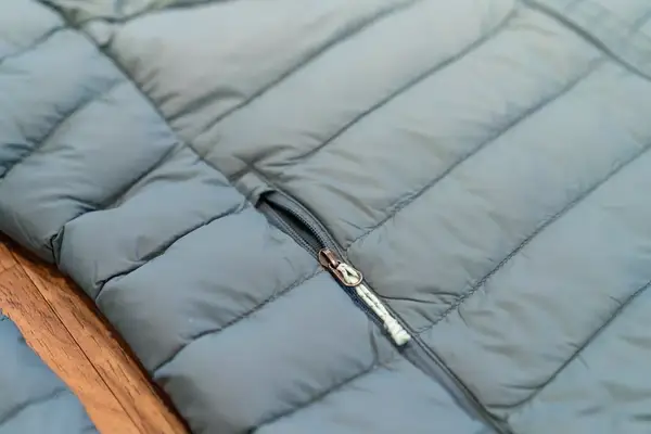 A close-up of the zipper of the Outdoor Research Women