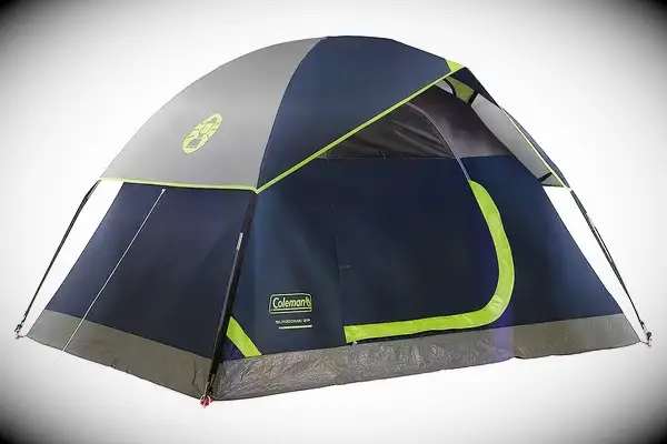  Coleman Sundome Camping Tent, 2/3/4/6 Person Dome Tent with Easy Setup, Included Rainfly and Weathertec Floor to Block Out Water, 2 Windows and 1 Ground Vent for Air Flow with Charging E-Port Flap