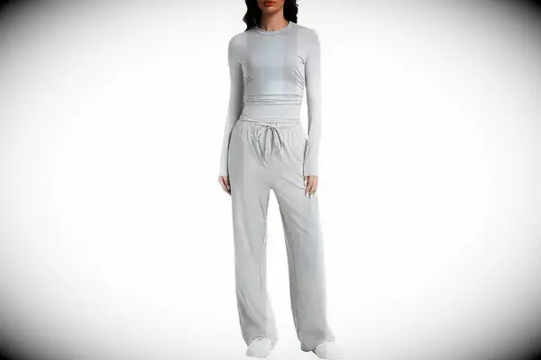 2 Piece Lounge Sets for Women Fall Outfits Long Sleeve Wide Leg Tracksuits Womens Two Pcs Casual Matching Loungewear Set