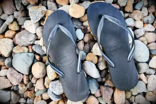 An overhead view of a pair of Havaianas Women
