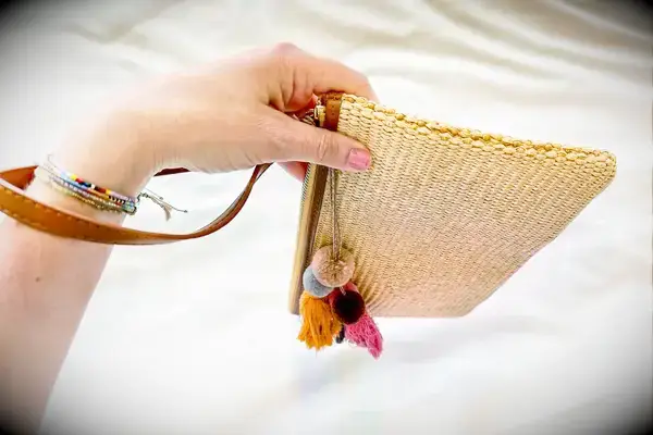 Masien Rauder Luxury Straw Wristlet Pouch