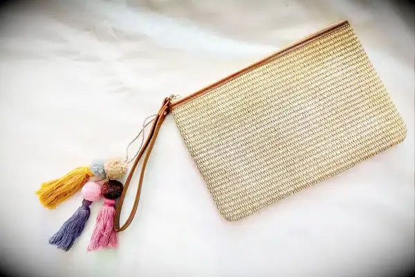 Masien Rauder Luxury Straw Wristlet Pouch