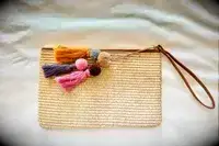 Masien Rauder Luxury Straw Wristlet Pouch