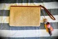 Masien Rauder Luxury Straw Wristlet Pouch