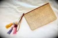 Masien Rauder Luxury Straw Wristlet Pouch