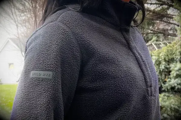 Close up of the side of a Wild Rye Danner High-Pile Fleece Pullover