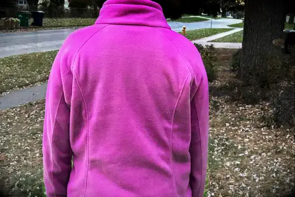 Person outside showing the back of a Columbia Women