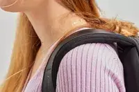 Closeup of the shoulder strap of the Troubadour Orbis 1-Pocket Backpack