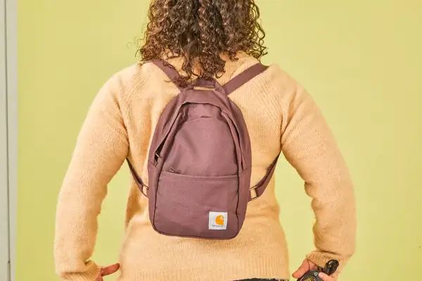 A person places the Cotopaxi Allpa 42L Travel Pack into an overhead compartment