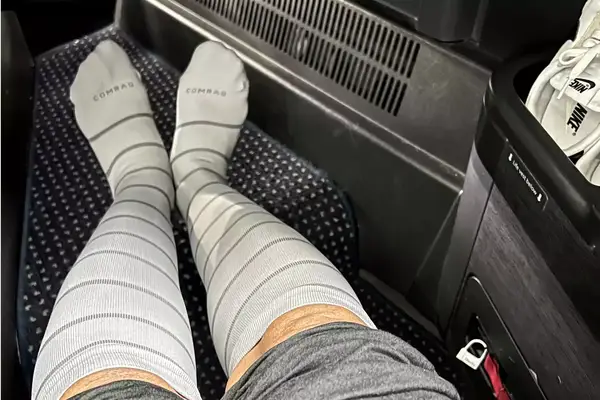 Comrad Knee High Compression Socks On Persons Feet