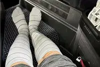Comrad Knee High Compression Socks On Persons Feet