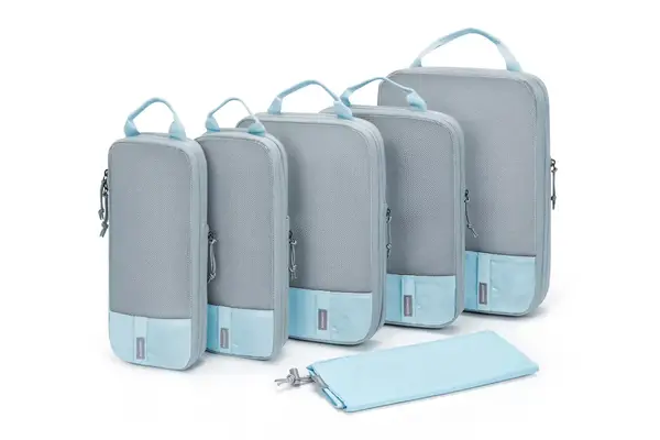 A person unrolling the Ostrich Pillow Go Neck Pillow