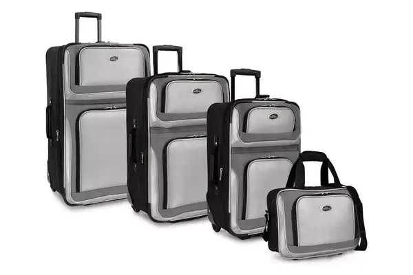 U.S. Traveler New Yorker Lightweight Softside Expandable Travel Rolling Luggage, Grey, 4-Piece Set (15/21/25/29)