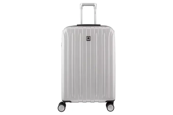 DELSEY PARIS Titanium Hardside Expandable Luggage with Spinner Wheels Checked Luggage, Silver, Checked-Medium 25 Inch