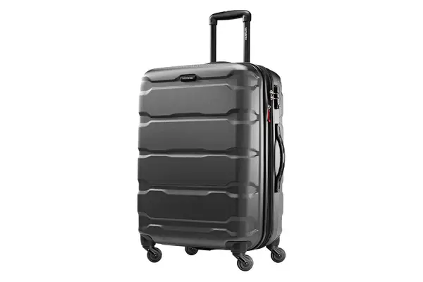 Samsonite Omni PC Hardside Expandable Luggage with Spinner Wheels, Black, Checked-Medium 24-Inch