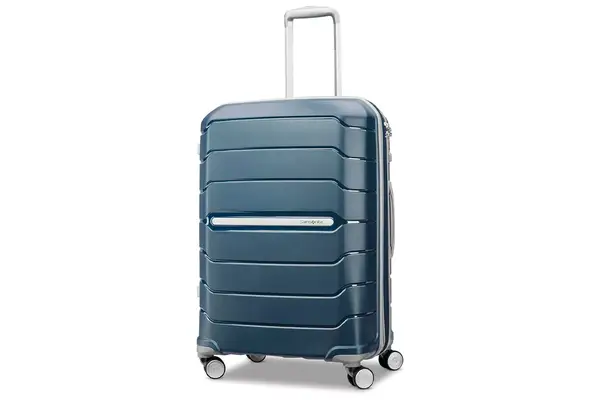 Samsonite Freeform Hardside Expandable with Double Spinner Wheels, Navy, Checked-Medium 24-Inch