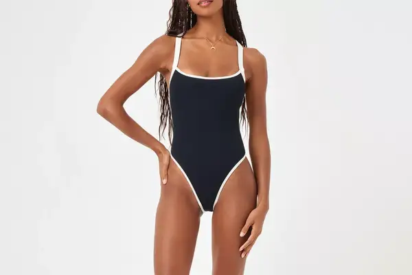 Nordstrom LSPACE Baewatch Colorblock Trim Ribbed One-Piece Swimsuit