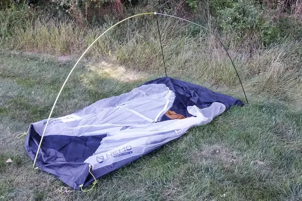 The Nemo Hornet Osmo Ultralight Backpacking Tent during assembly