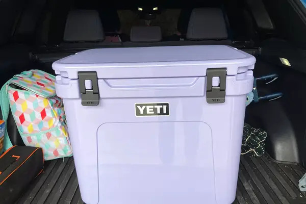 Yeti Roadie 60 Wheeled Cooler in a trunk
