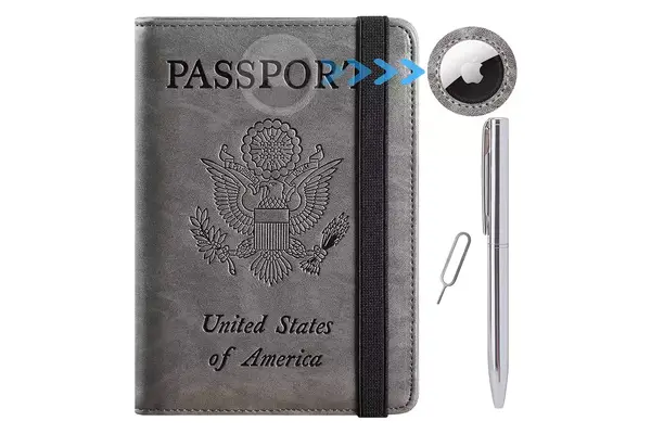 PASCACOO Airtag Passport Holder Cover Wallet Travel Essentials RFID Blocking