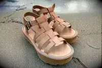 Bear Paw High Seas Iced Coffee Sandals on the sand