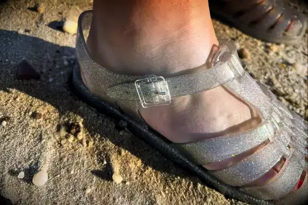 Close up of the buckle on the Melissa Possession Jelly Fisherman Sandal