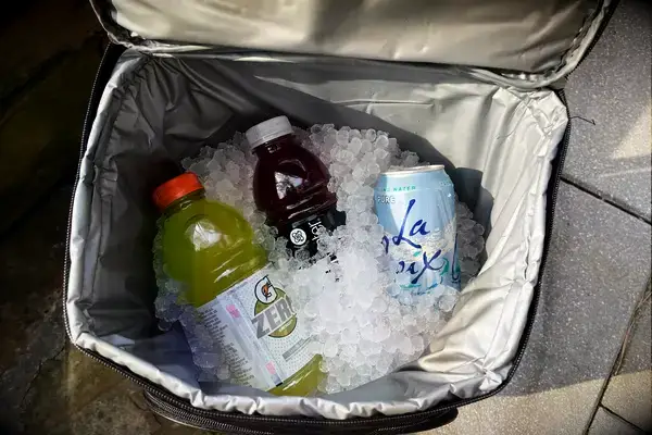 dbest Products Ultra Compact Cooler filled with ice and drinks