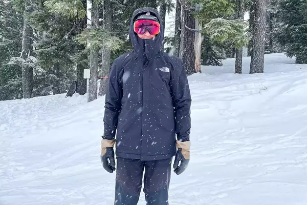 Close up of Person In Goggles Wearing The North Face Men