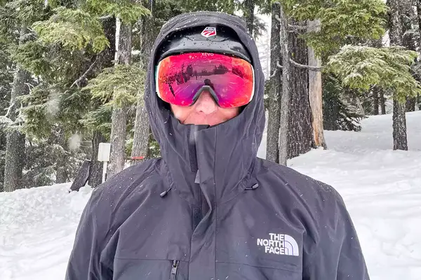 Close up of Person In Goggles Wearing The North Face Men