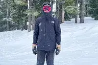 Close up of Person In Goggles Wearing The North Face Men