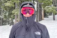 Close up of Person In Goggles Wearing The North Face Men